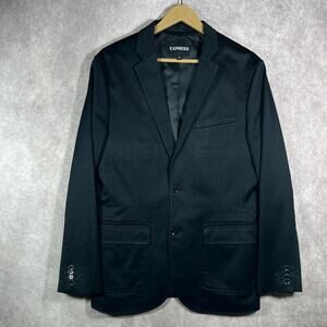 Express Blazer Mens Small Black Notch‎ Lapel Two-Button Lined Pockets Formal